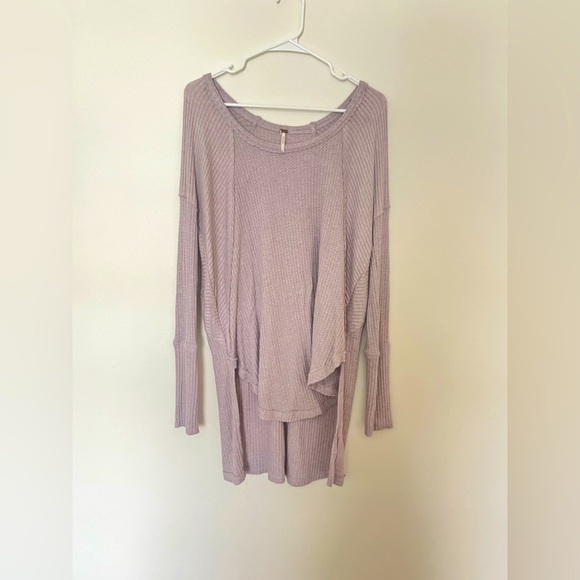 Free People Ventura thermal lavender long sleeves waffle knit top - Picture 3 of 13